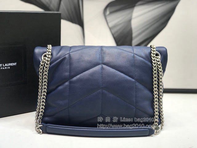 YSL爆款女士包包 聖羅蘭經典款LOULOU PUFFER絎縫漆皮小號郵差包 YSL肩背斜挎包 577476  jjh1134